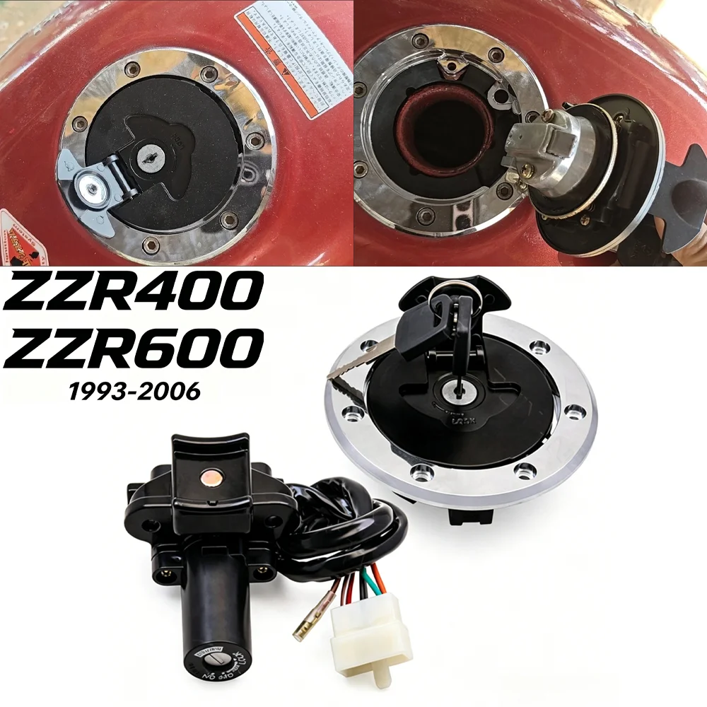 

ZZR600/ZZR400 Motorcycle Ignition Switch Lock Oil Fuel Gas Tank Cover Key Set for Kawasaki ZZR400 ZZR600 1993-2006