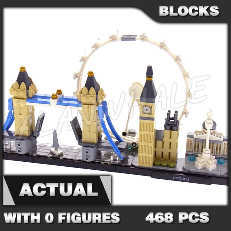 468 pièces Architecture horizon Collection London Elizabeth tour pont galerie 10678 blocs de construction jouets compatibles avec le modèle