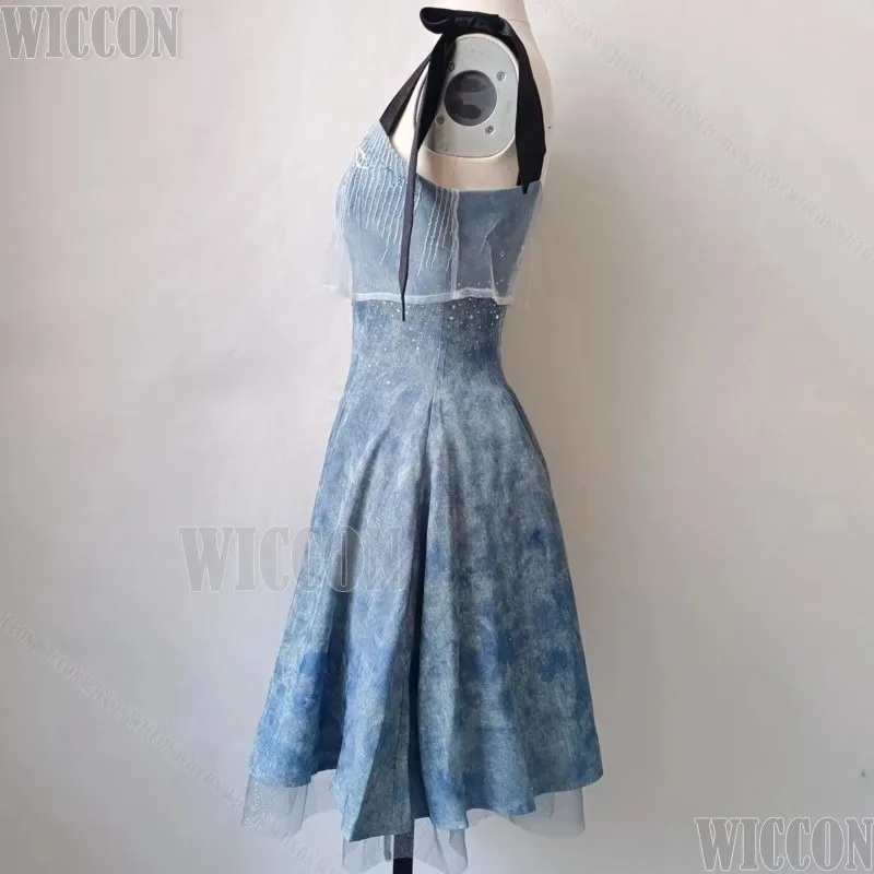 

CyGame Love And Deepspace Mc Player Cosplay Xia Yizhou Caleb Birthday Girl Blue Camisole Dress Women Halloween Party Customized