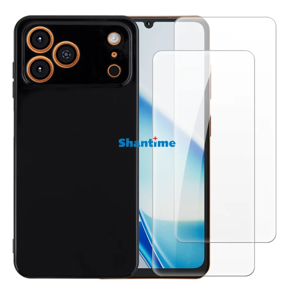 Soft Case + 2 Pack Tempered Glass Screen Protectors for Hotwav A17 Pro Max 4G Full-Body Protection