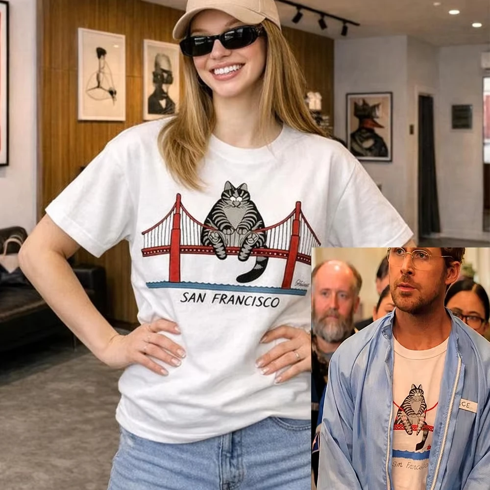 Project Hail Mary Shirt Ryan Gosling B Kliban Cat San Francisco Bridge Graphic Tee Sci Fi Novel Fan Shirt Jazz Hands Funny Tops