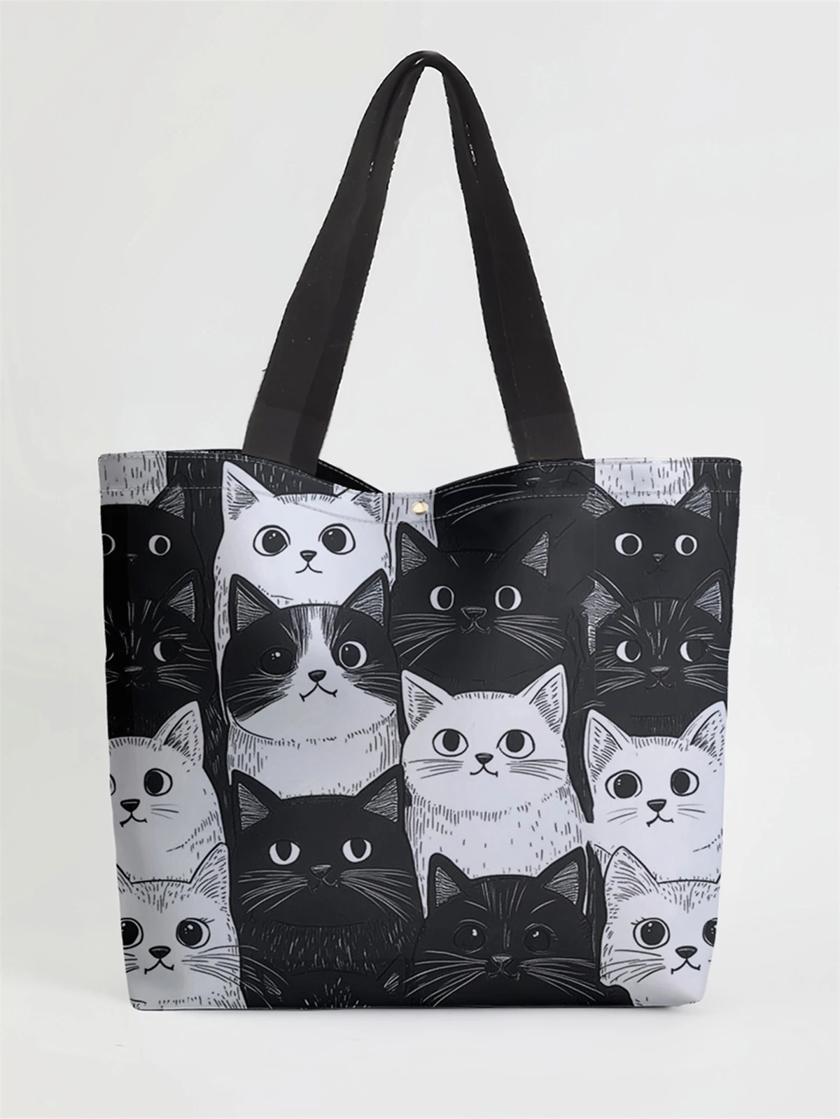 

1шт, сумка с милым котом, многоразовая модная сумка, многофункциональная сумка, холщовая сумка для покупок с принтом