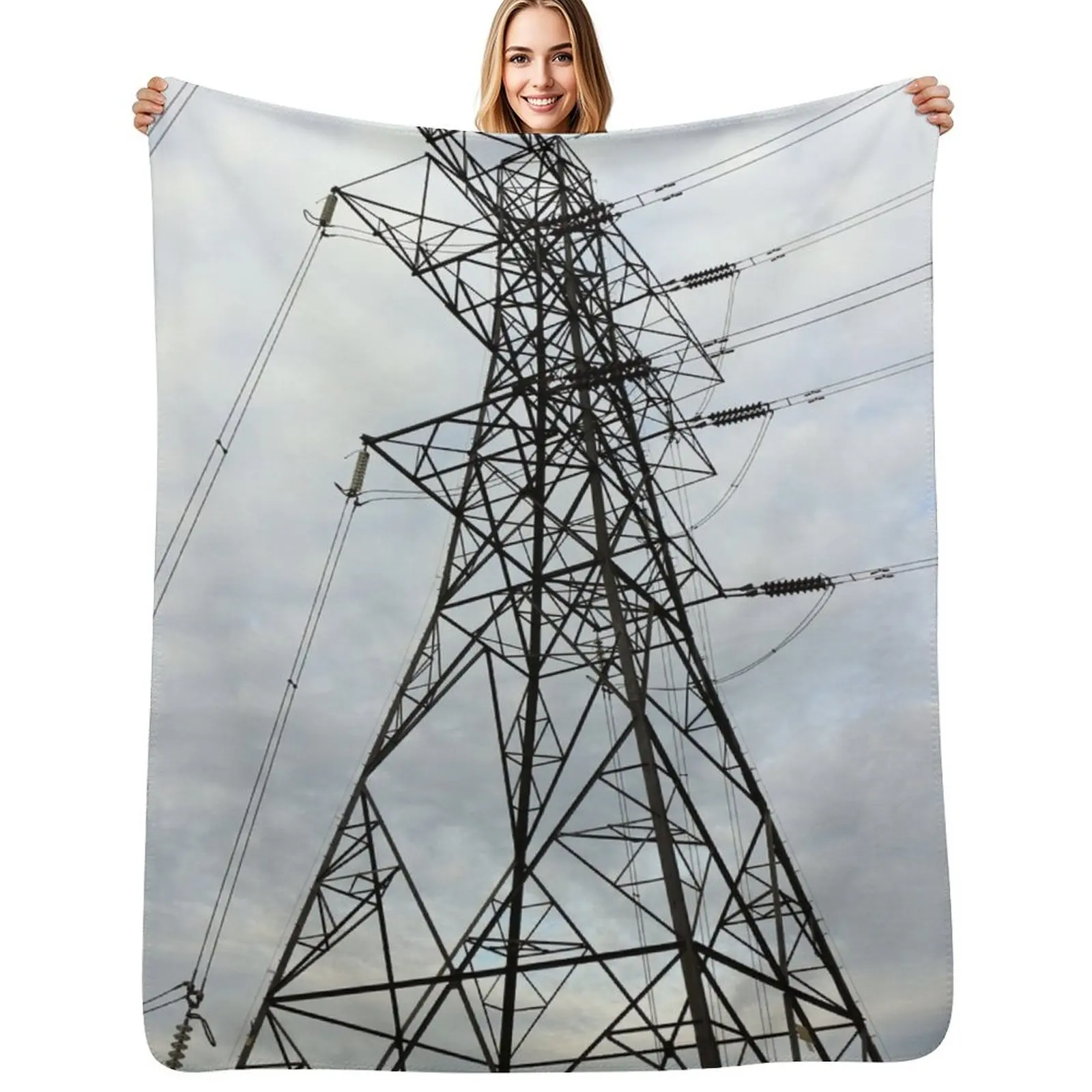 electricity pylon Throw Blanket Color Fast Cozy Throw Blanket