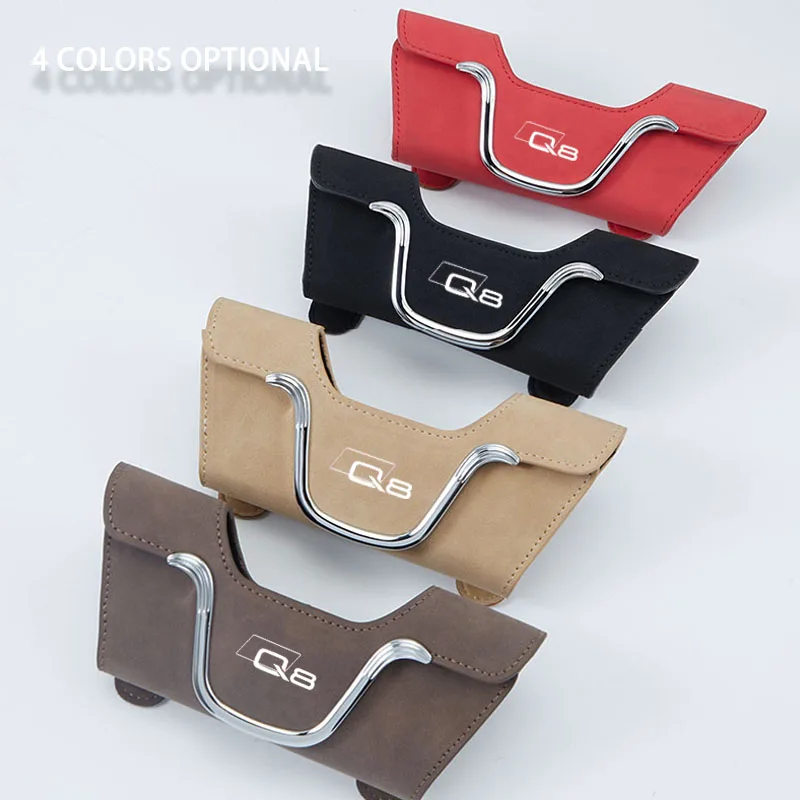 Car Sun Visor Glasses Holder Sunglasses Glasses Case For Audi Q8 Logo Badge Carplay Emblem Exhaust Accessories 2024 2023 Display