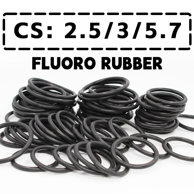 Thickness CS2.5/3/5.7mm Black FKM O-ring FPM fluorine rubber sealing gasket rubber washer ring wholesale in specifications
