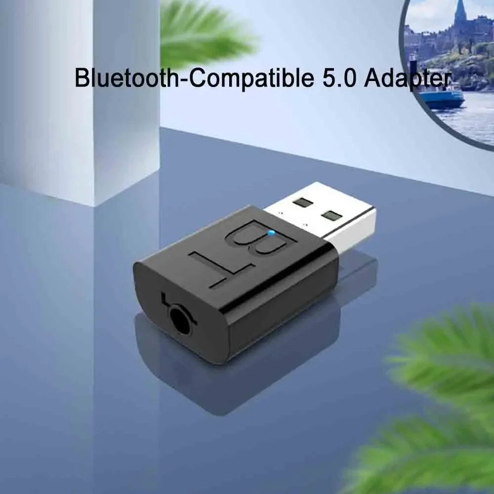 Wireless Audio Transmitter Receiver USB Bluetooth-Compatible 5.0 Adapter 2 In 1 Adapter with 3.5mm Cable for Car TV Speaker Aux
