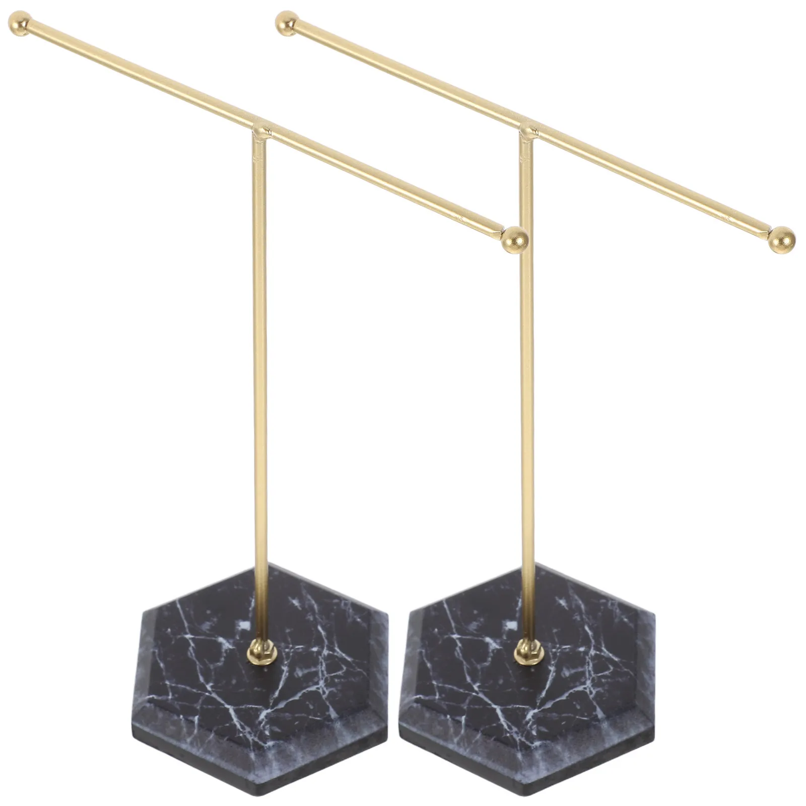 

2Pcs Jewelry Storage Organizer T-Shaped Necklace Bracelet Holder Display Stand Marble Base Vanity Countertop Organizer for Home