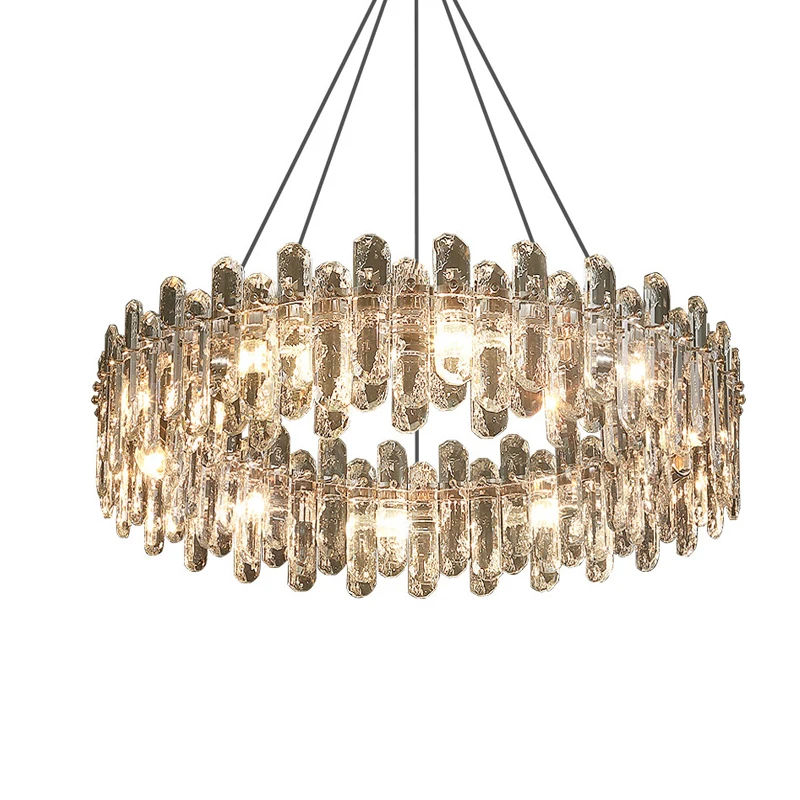 

Glamourous Modern Fancy Decorative Clear Crystal Chandelier Indoor Lighting Suspension Lamp For Living Room Hotle Villa Foyer