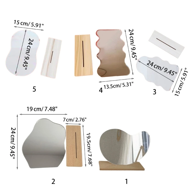 Gương Trang Điểm Không Đều Gương Trang Điểm Hình Ngôi Sao Ống Kính Acrylic Đế Gỗ Maquillaje Dụng Cụ Làm Đẹp