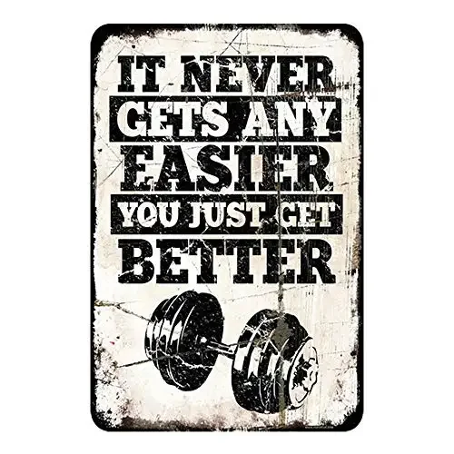 Gym Motivation Metal Tin Sign Gym Room Weightlifting Dumbbell Fitness Poster Painting Home Man Cave Garage Wall Decor Retro