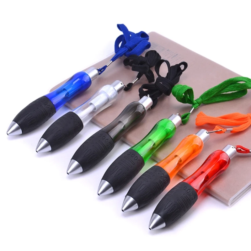 5-Pack Round Pens Ballpoint Pen with Hanging- Ropes Red Blue Black Green Orange