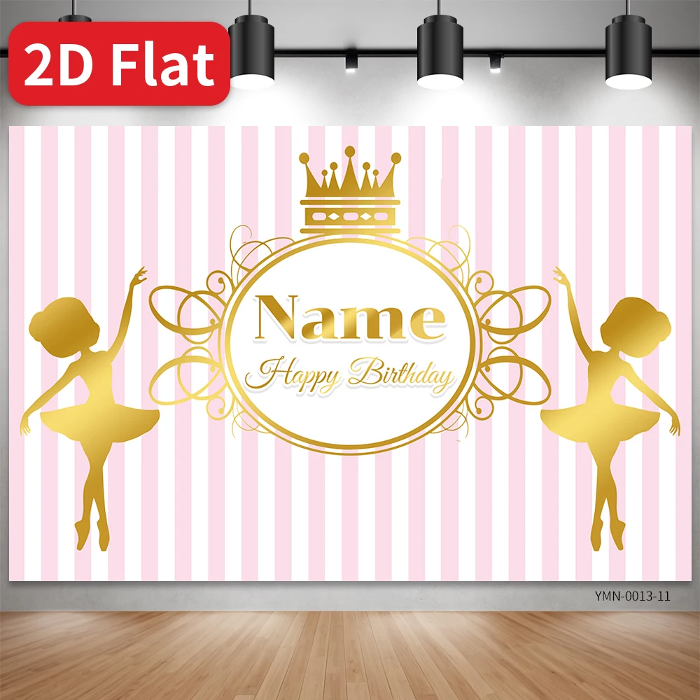 decoracao-personalizada-para-festa-de-aniversario-com-texto-fundo-rosa-com-listras-coroa-de-bale-cha-de-bebe-quinceanera-decoracao-para-photo-booth