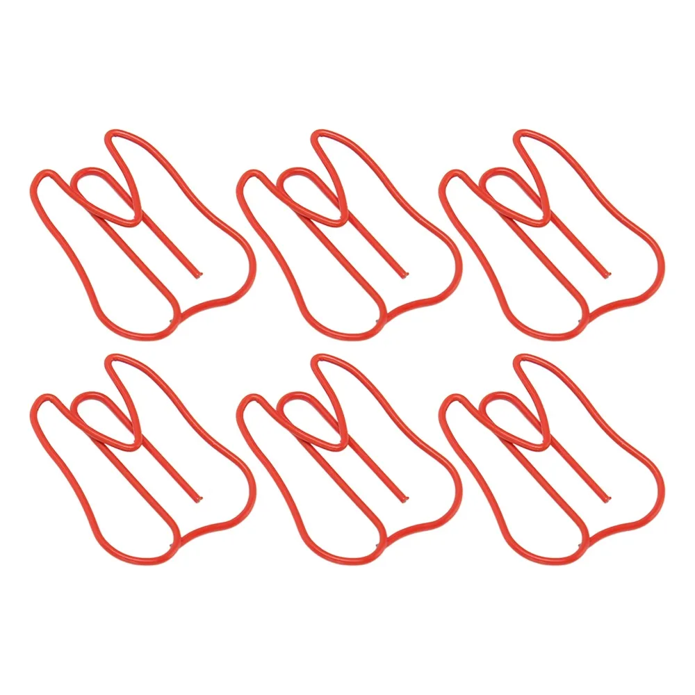 

100Pcs Red /Yellow Paper Clips Tooth Shape Plastic-coated Metal Metal Paper Clip 3.5*3cm Portable Shaped Paper Clips
