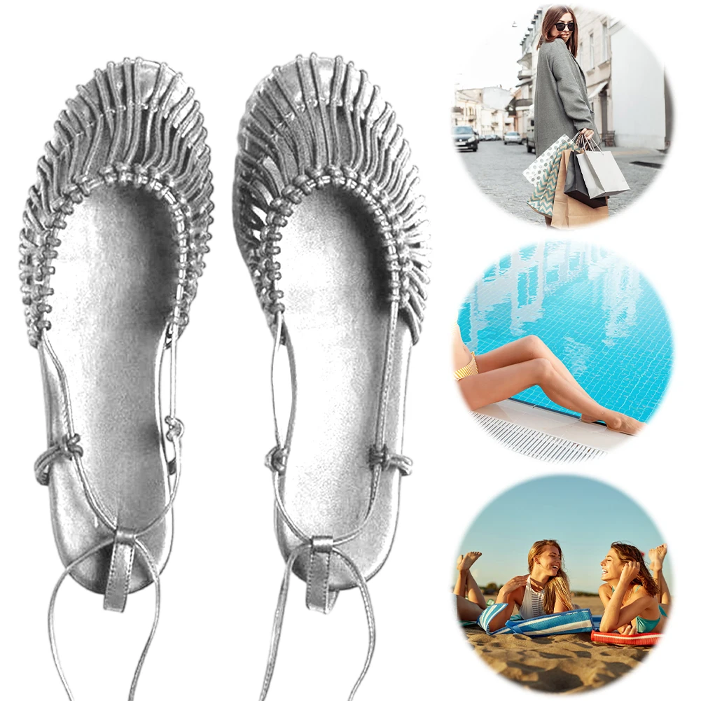 

2025 Women Flats Sandals PU Round-Toe Roma Sandals Fisherman Shoes Outdoor Hollow Women Casual Shoes Summer Ankle Strap Shoes
