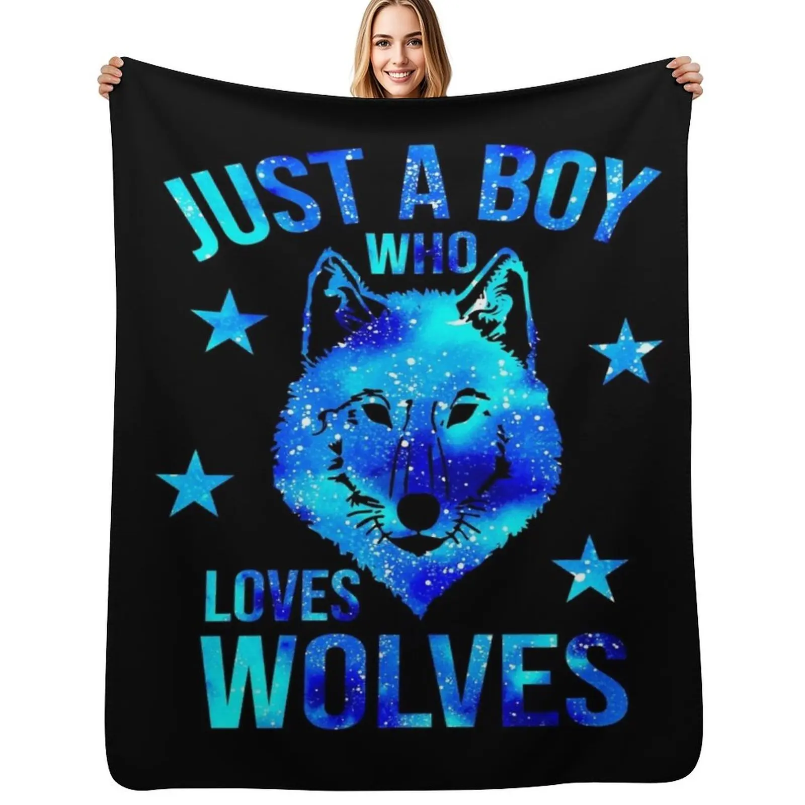 

Just a boy who loves Wolves Throw Blanket Color Fast Cozy Throw Blanket