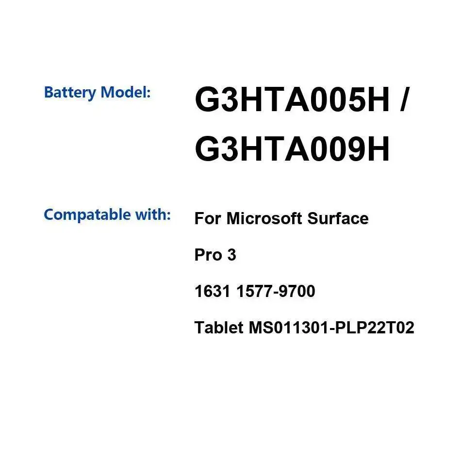 

Быстрая зарядка 5547 мАч для Microsoft Surface Pro 3 1631 1577-9700 MS011301-PLP22T02 G3HTA005H G3HTA009H безопасный аккумулятор для ноутбука