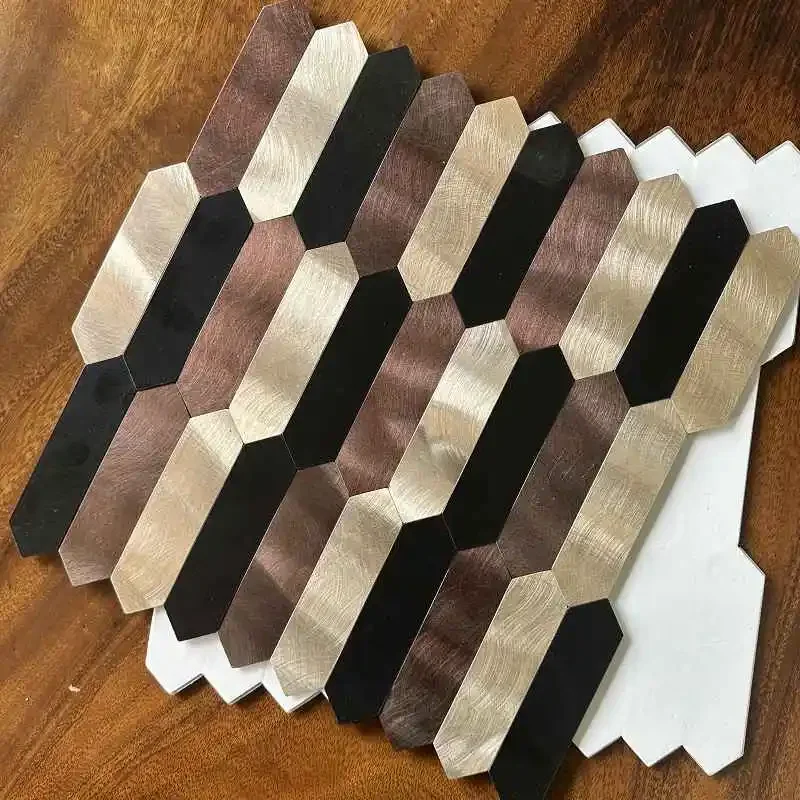 

4pcs/lot Mosaic Wall Tile Peel And Stick Self Adhesive Waterproof Aluminum composite lozenge Kitchen Bath Tile Backsplash 118