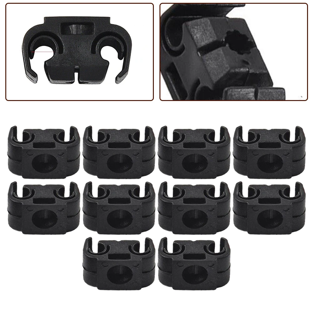 10Pcs Double Brake Line Clips Clamps Black For 5mm (3/16