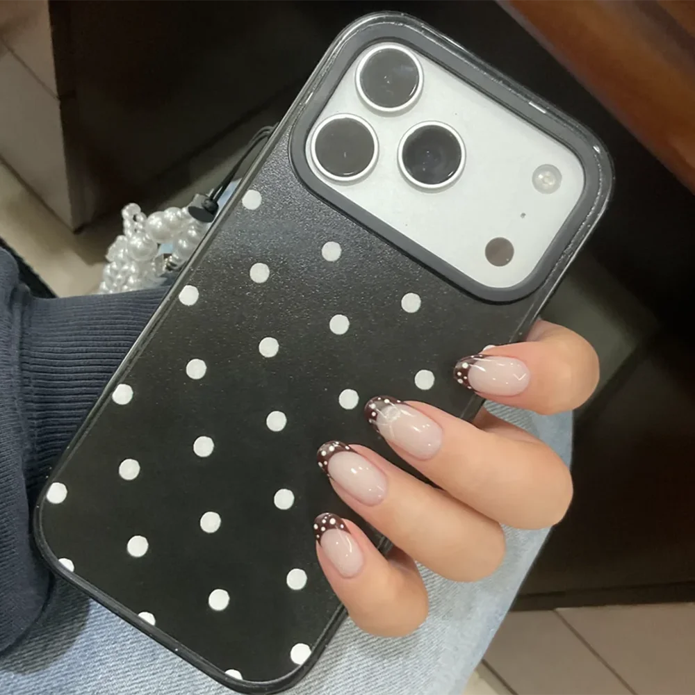 

CASE Multicolour Dots Acrylic Black Border Cover for IPhone 12 13 14 15 16 17 Pro Max 17 Air Case - Protective Magnetic Case