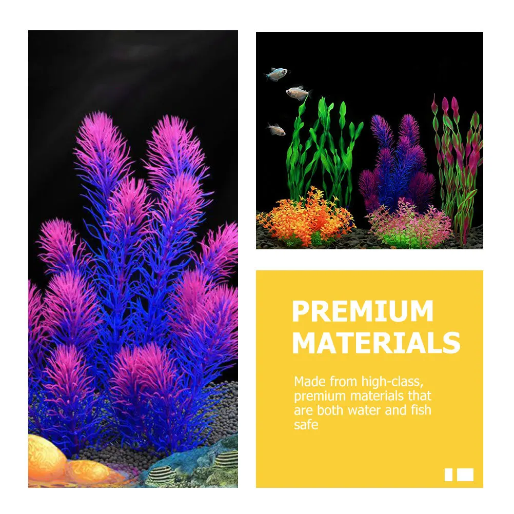 

7pcs Artificial Aquarium Plants Wear-Resistant Lifelike Fish Tank Decor For Freshwater Saltwater Underwater Plants