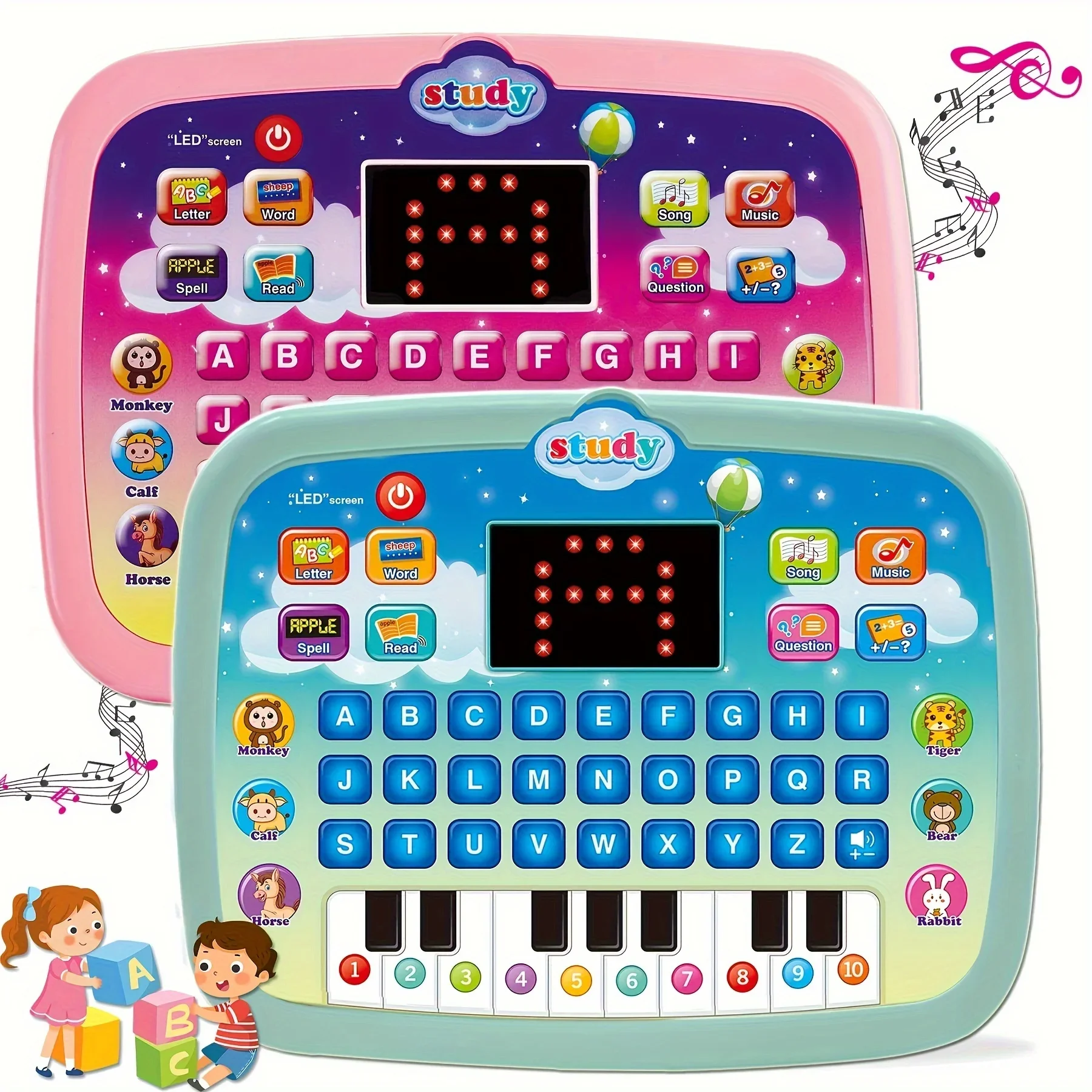 

Tablet Interactive Electronic Learning Pad Toy With LED Screen, Alphabet Numbers Word Music Math For Boys&Girls Christmas Gift