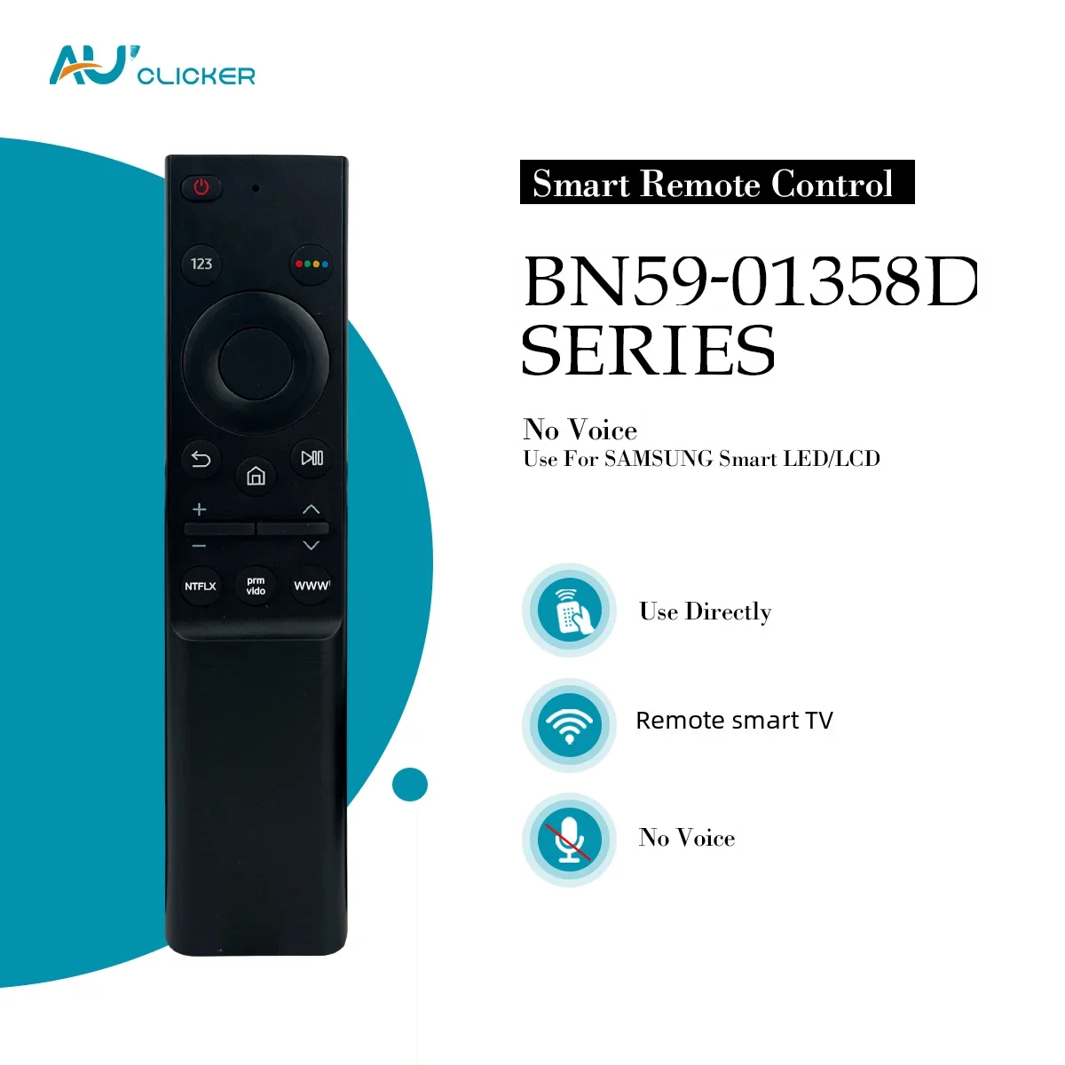 New BN59-01358D Remote Replacement for Samsung TV UE55AU7100U UE65AU7100U UE50AU7100U UE58AU7570U UE55AU7140U UE65AU7170U