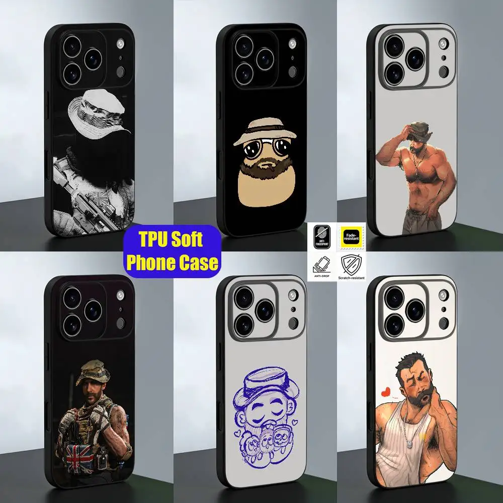 

For Captain J-John P-Price Phone Case iPhone 15,16,17,13,14,11,12,Pro,Max,Plus,E,Air,Mini Custom Black Silicone Shell