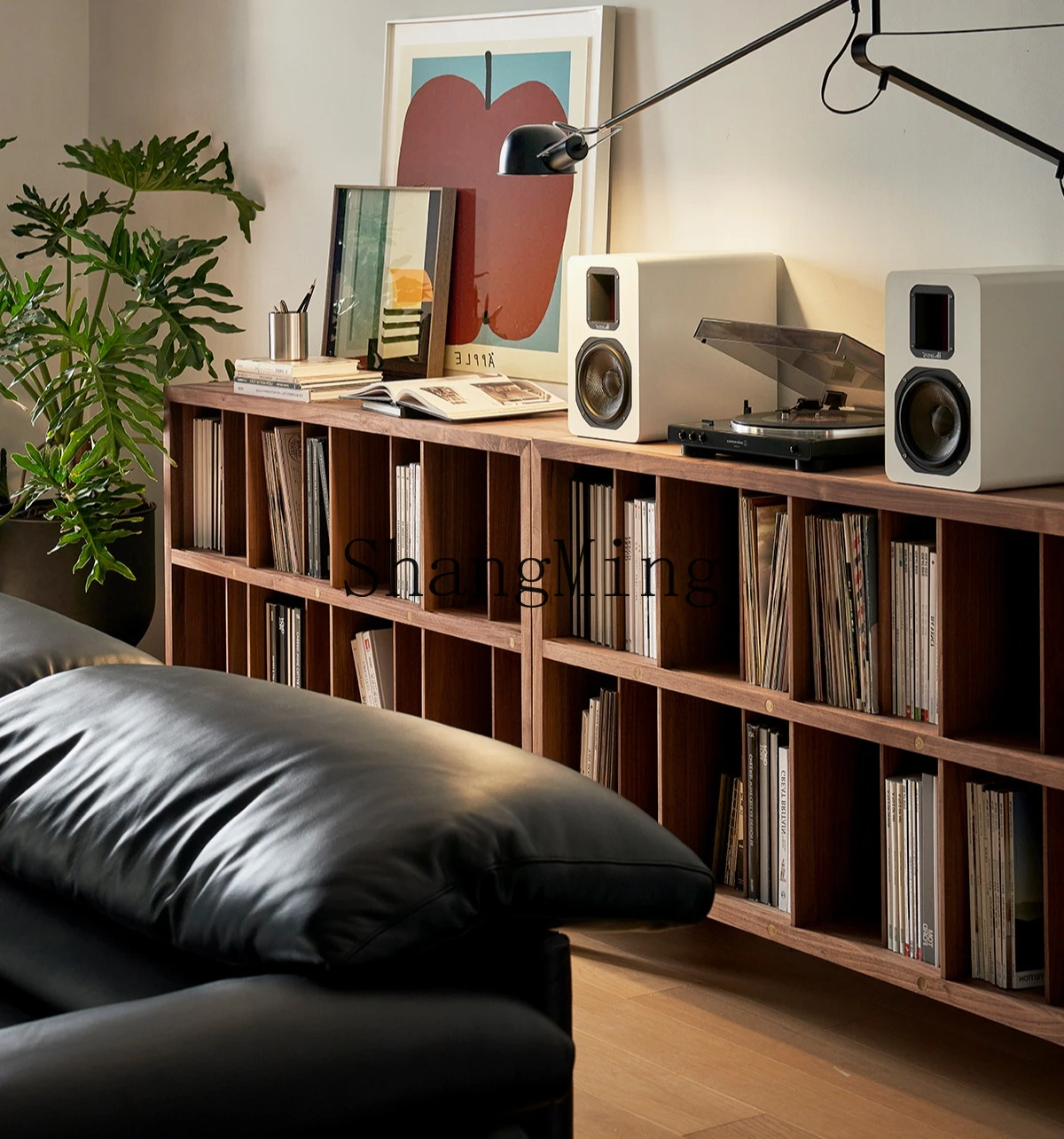 

CL Premium Black Walnut Record Cabinet Home Shelf Vinyl Record Storage Locker