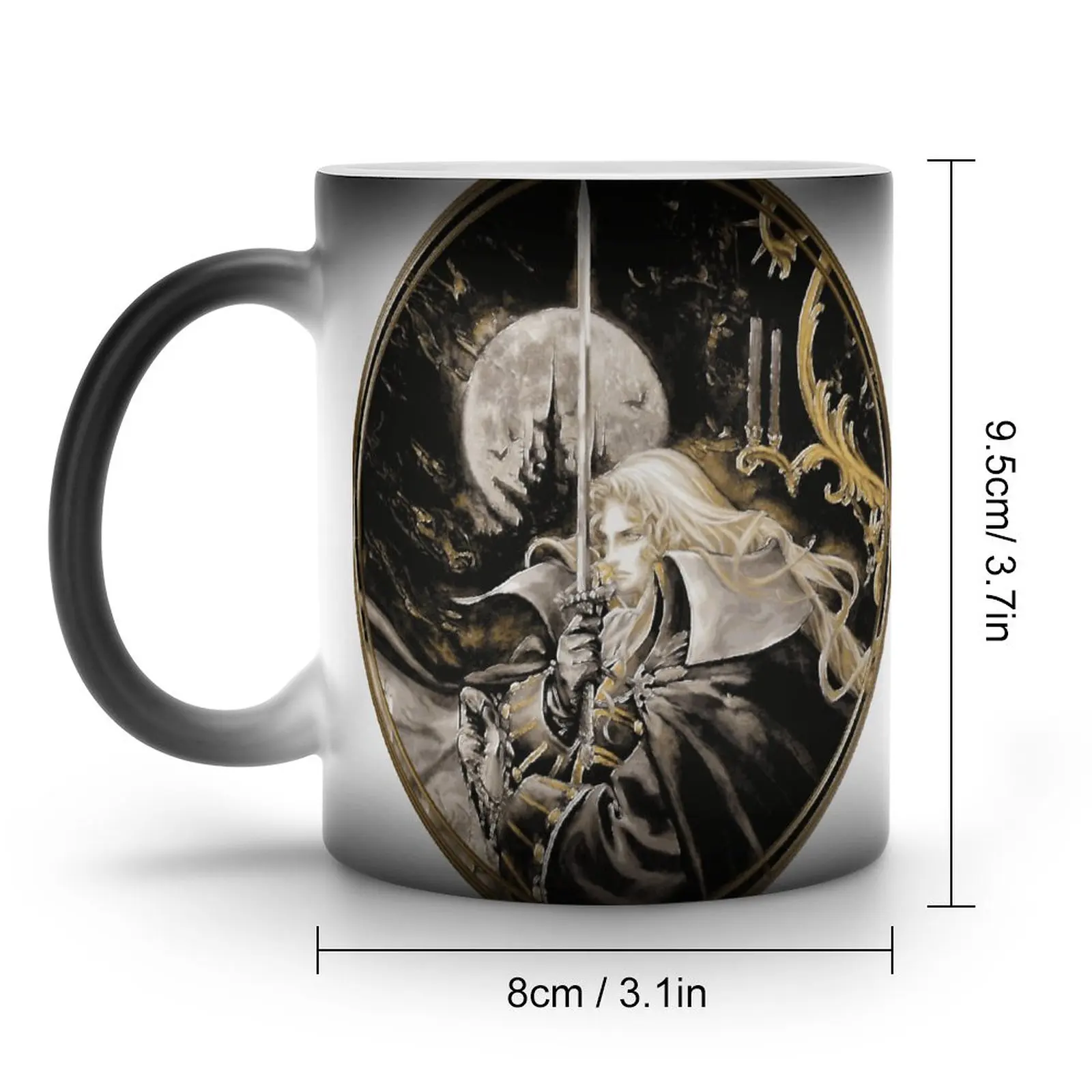 ALUCARD Castlevania Dracula Anime Mug Symphony of The Night Knight Sword Ceramic Office Mug That Changes Color Fashion Cups