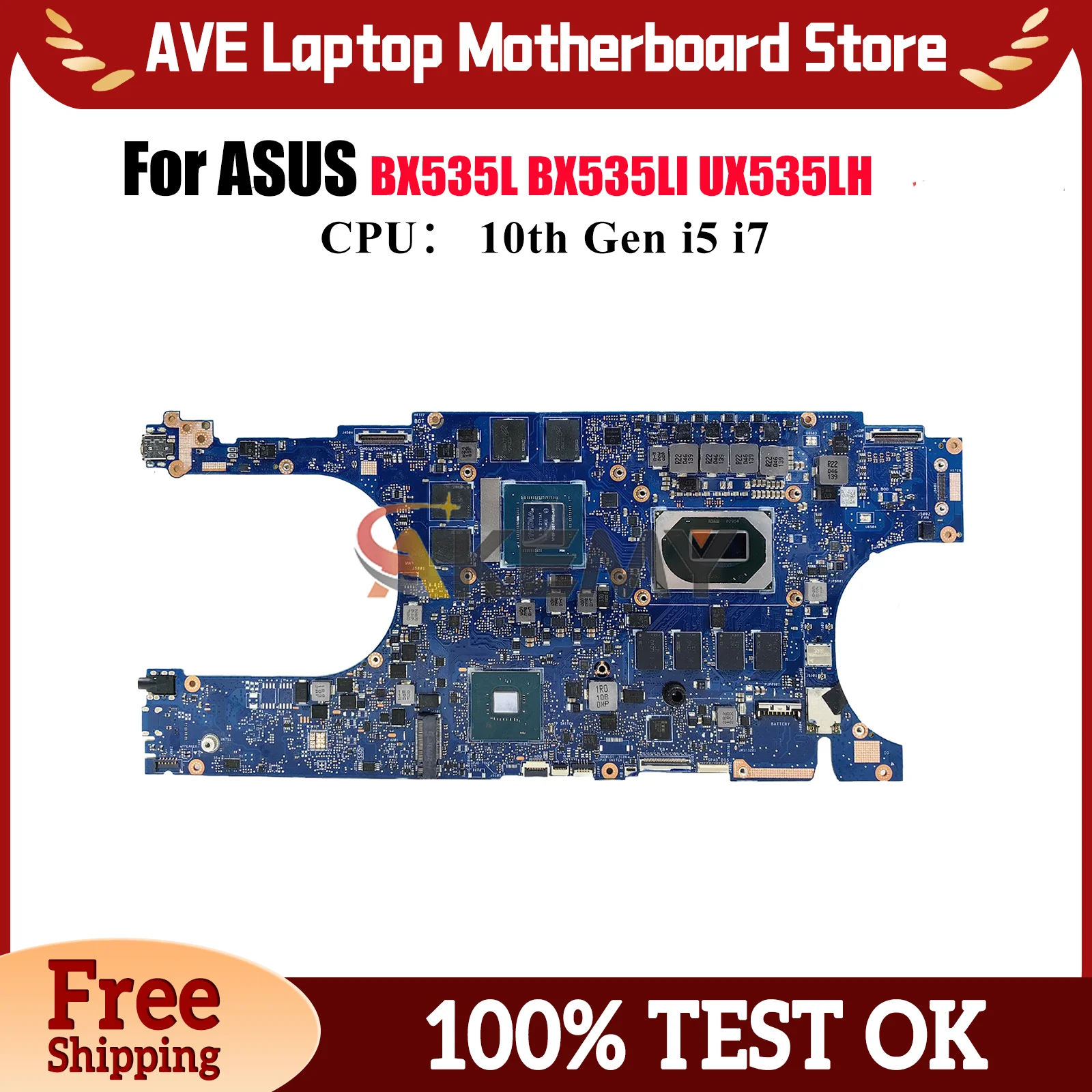 

UX535LH Laptop Motherboard For ASUS ZenBook UX535 UX53LH BX535LH BX535LI BX535L UX53Li Notebook Mainboard With 10th Gen i5 i7