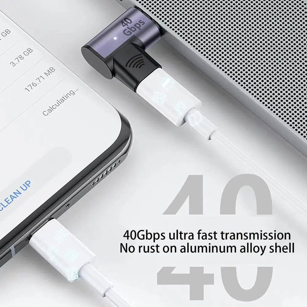 Elbow Pd100w Magnetic Adapter 24Pin 40Gbps Type-c Fast Charging Adapter Converter For Mobile Phone Tablet