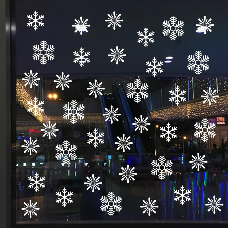 38 Pcs/Lot Snowflake Electrostatic Wall Stickers Window Kids Room Christmas Decoration Decals For Home Decor New Year Wallpaper