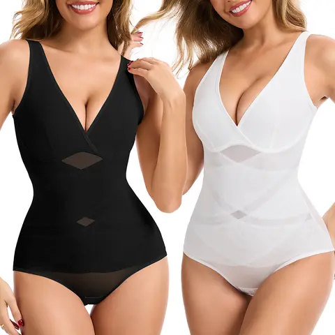 Scollo a V Pancia Croce Body Donna Slip sexy Hip Lift Shapewear Mesh Traspirante Controllo della pancia Body Shaper Streetwear Abbigliamento quotidiano