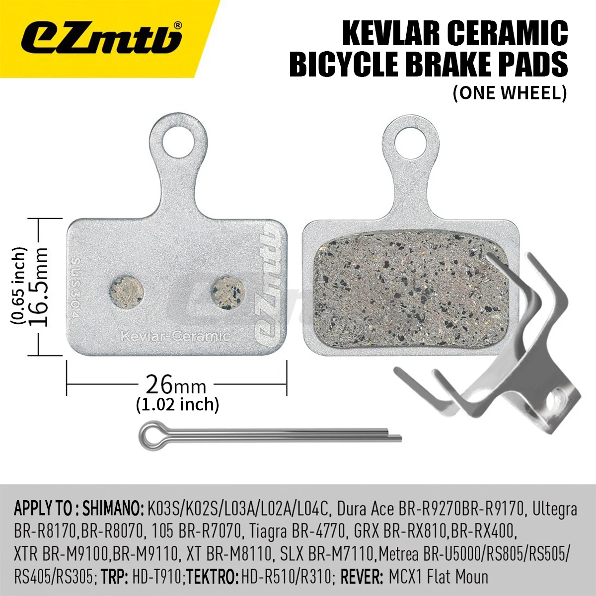وسادات الفرامل السيراميكية من EZmtb كيفلر |   متوافق مع SHIMANO MAGURA SRAM HOPE |   لفرامل قرص الدراجة الجبلية على الطرق