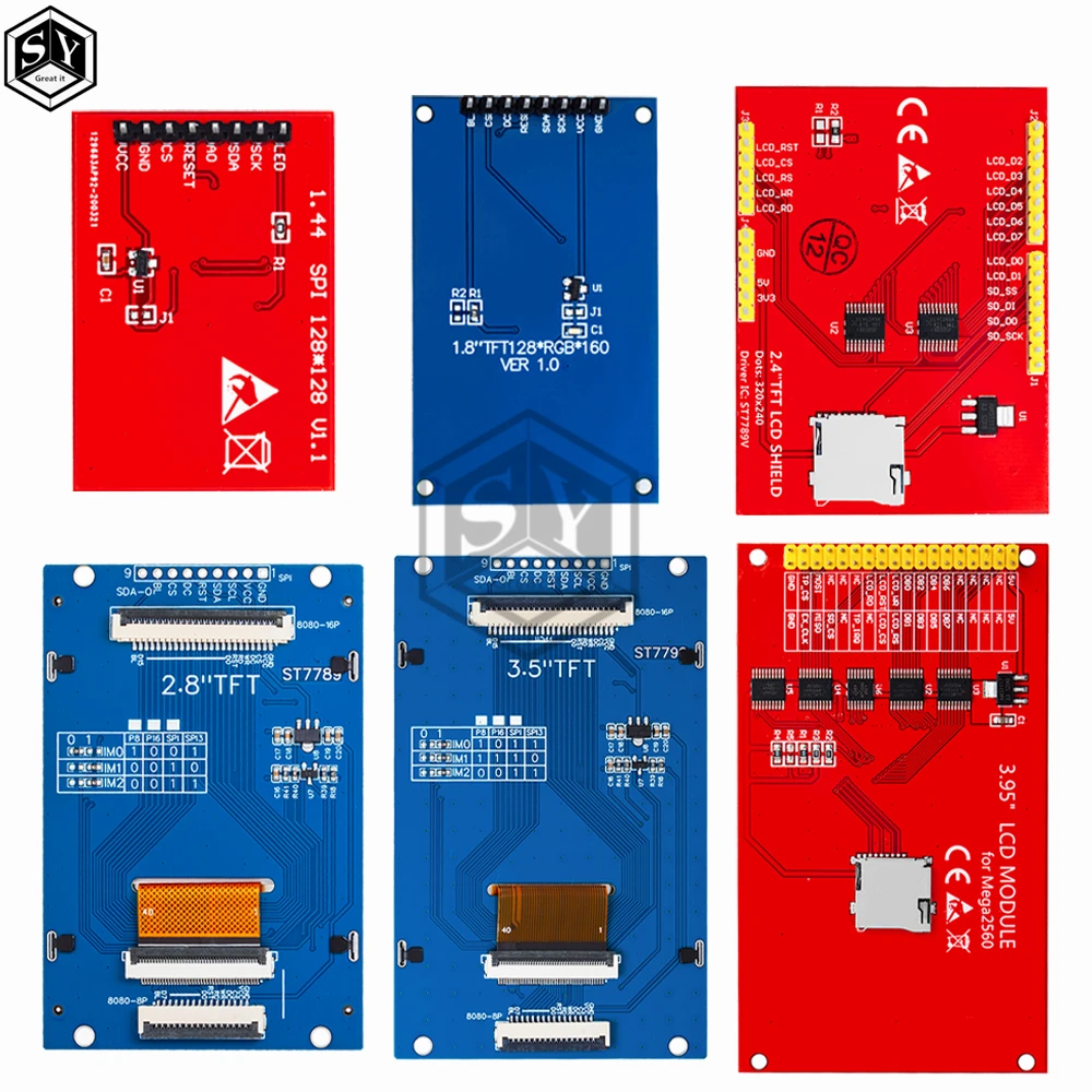 จอแสดงผล TFT 1.44/1.69/1.8/2.4/2.8/3.5 นิ้ว TFT หน้าจอสี LCD โมดูล ILI9341 อินเทอร์เฟซ SPI สําหรับ Arduino