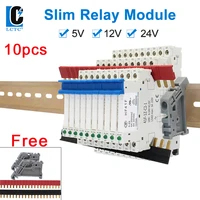 10 Uds módulo de relé de carril DIN HF 41F relé delgado con LED 6A 5V 12V 24V 41F-5-ZS 41F-12-ZS 41F-24-ZS relé de alta frecuencia