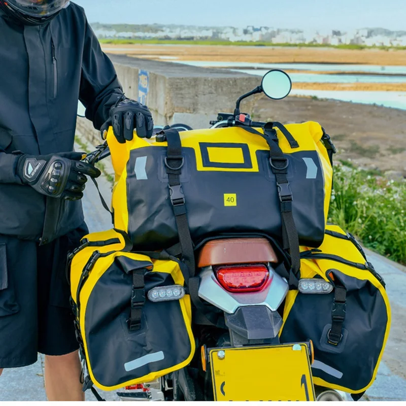 Universal Motorcycle Motorbike Scooter Sport Luggage Pack 66L 40L Waterproof Tail Bags Back Seat Bags Cycling Camping Travel Bag