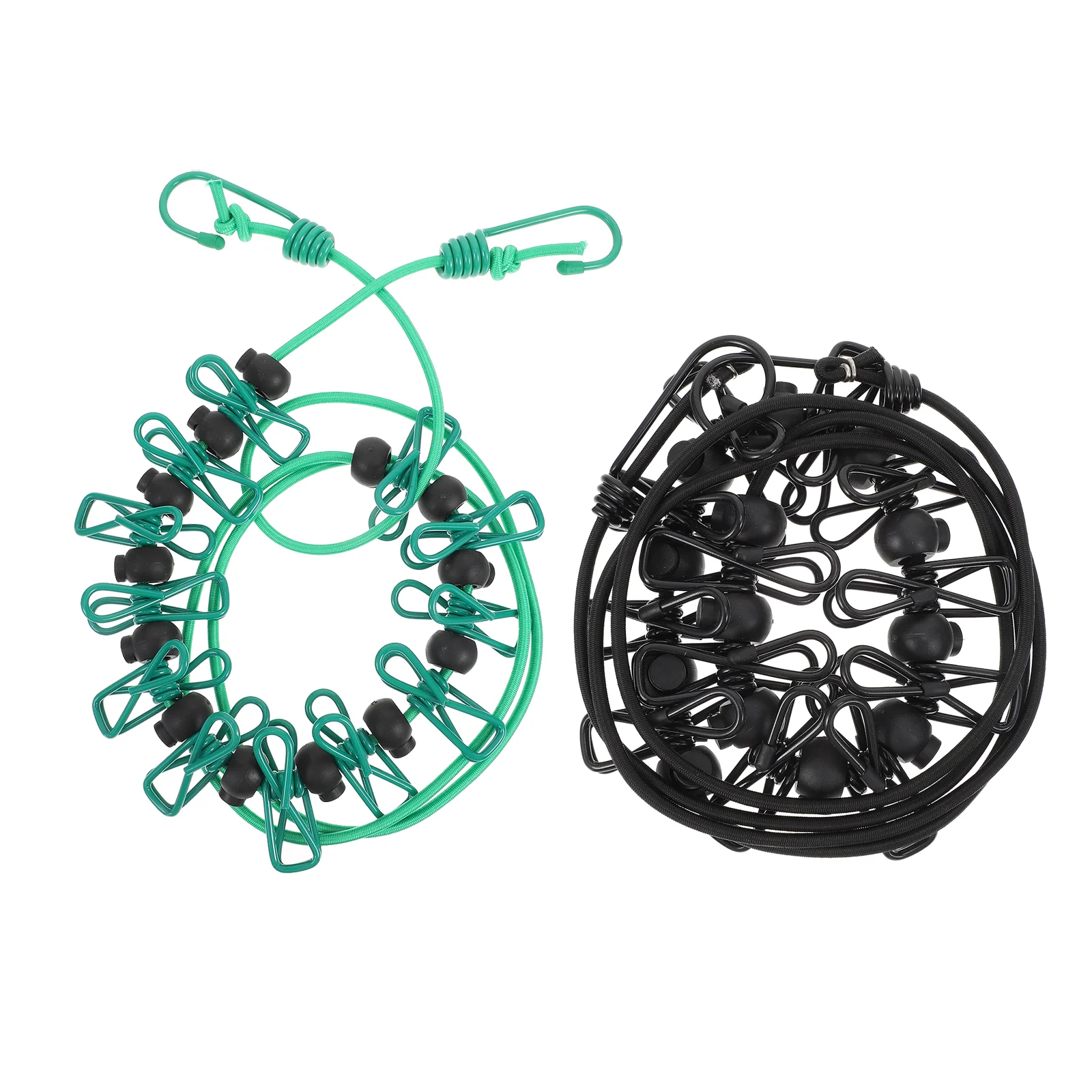 

2 Pcs Telescopic Clothesline Outdoor Non Stable PVC Coated Stretchable Drying Rope Thick Iron Wire Clips Large