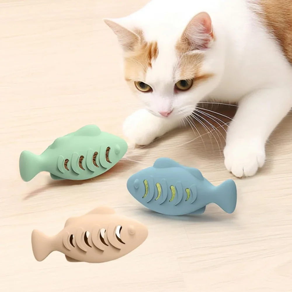 

Cloududa Silicone Fish-shaped Cat Toy 1pcs Interactive Treat Dispenser Can Hold Cat Food Or Cat Mint