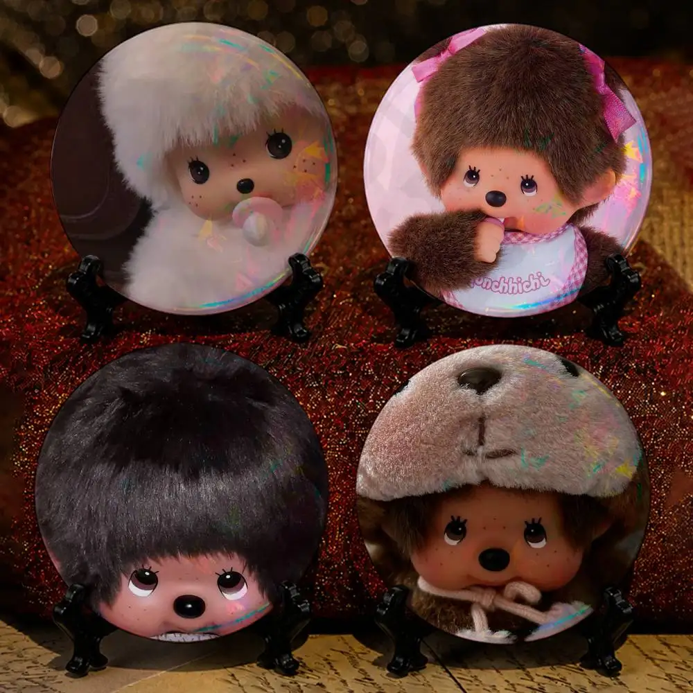 Kawai M-monchhichis-s Tinplate Enamel Pins Creativity Printed Pictures Text Metal Lapel Badges Brooches
