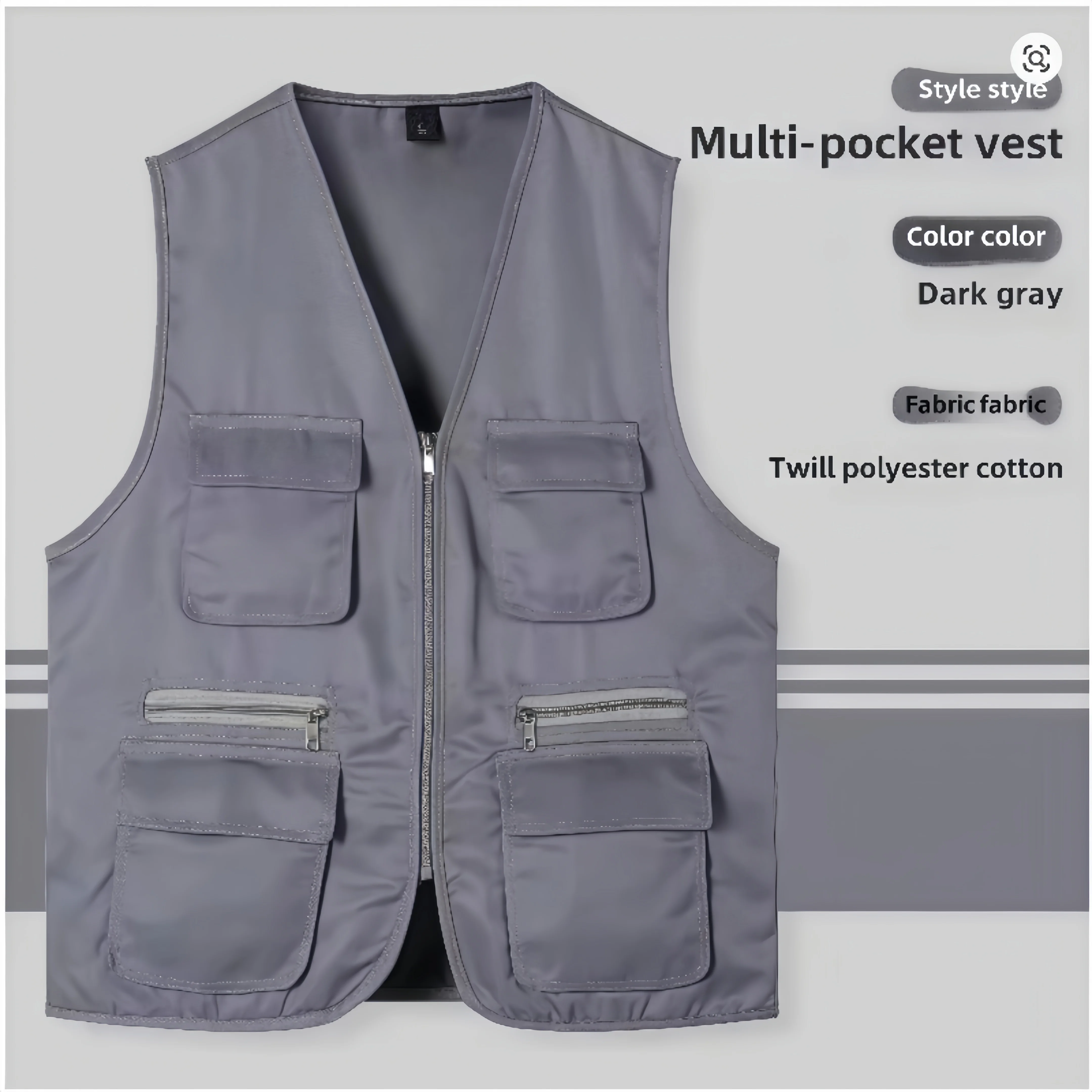 2025 New Outdoor Male Casual Summer Big Size Cotton Sleeveless Work Vest Men Multi Pocket Photograph Waistcoat