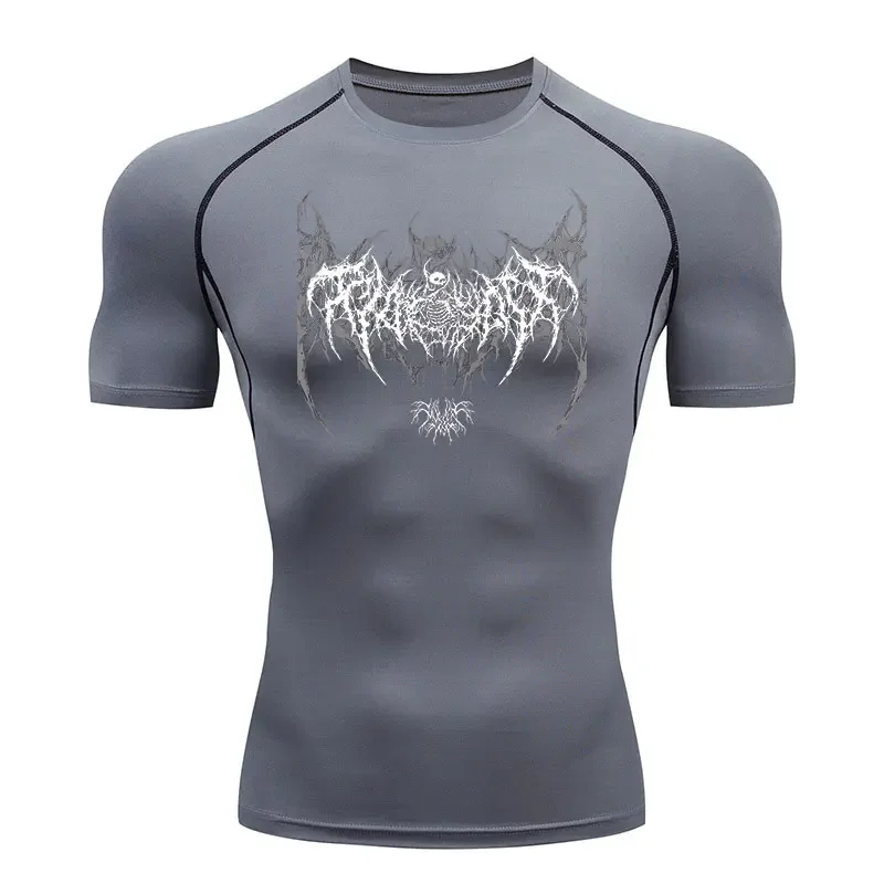 Men Quick Dry Running Compression Shirt Fitness Gym Y2K T Shirt Short Sleeve Bodybuilding Football T Shirts Sport Top Gym