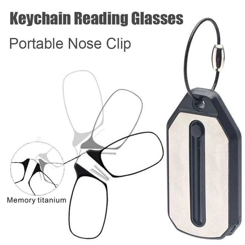 Ultra-light Key Chain Clip Nose Reading Glasses Mini Portable Rimless Readers Eyewear Ultra-thin Legless Diopter +1.0 To +3.0