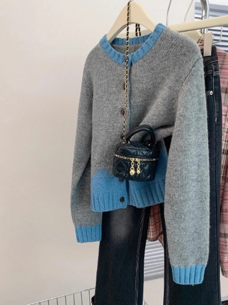 

Round Neck Knit Cardigan Women Elegant Long Sleeve Sweater Autumn New Fashion Design Sense Niche Knitted Sweater Tops