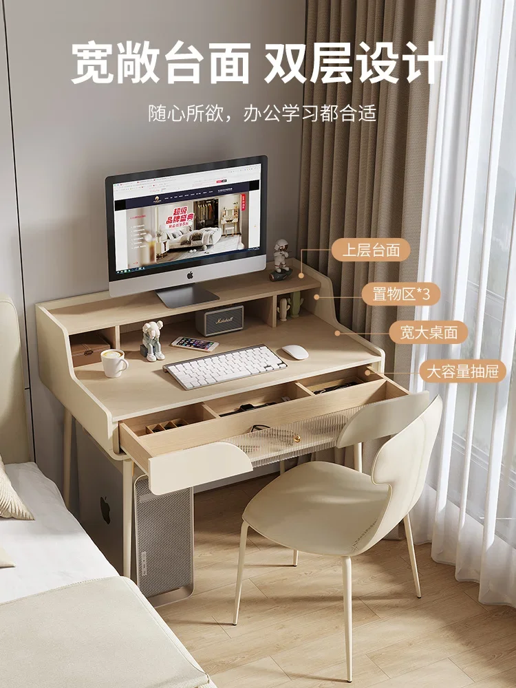 Computer desk, student writing desk, study desk, light luxury cream style small apartment desk