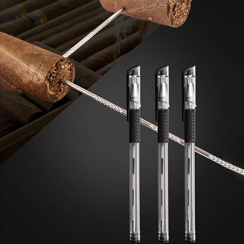 

Creative Pen-Shaped Stainless Steel Cigar Unclogging Tool Cuban Cigar Ventilation Needle Hole Puncher Drilling Tool Accessories