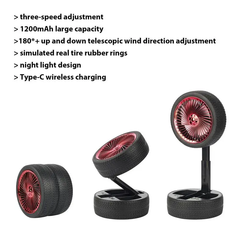 Foldable Desktop Fan Car Tire Air Cooling Electric Fan Fashionable And Creative USB Cooling Desktop Fan Folding Electric Coolers