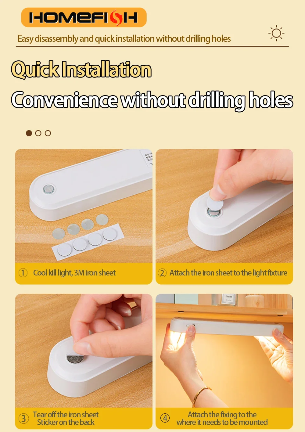 42CM Closet Lamps USB LED Light With Remote Control Night Light Magnetic Office Study Reading Stand Cabinet Bedroom