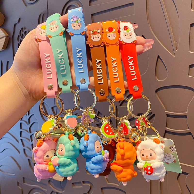 Fashion Cartoon Funny Half Skull Body Bear Keychain Exquisite Cute Animal Keyring Car Bag Pendant Key Chains Couple Holiday Gift
