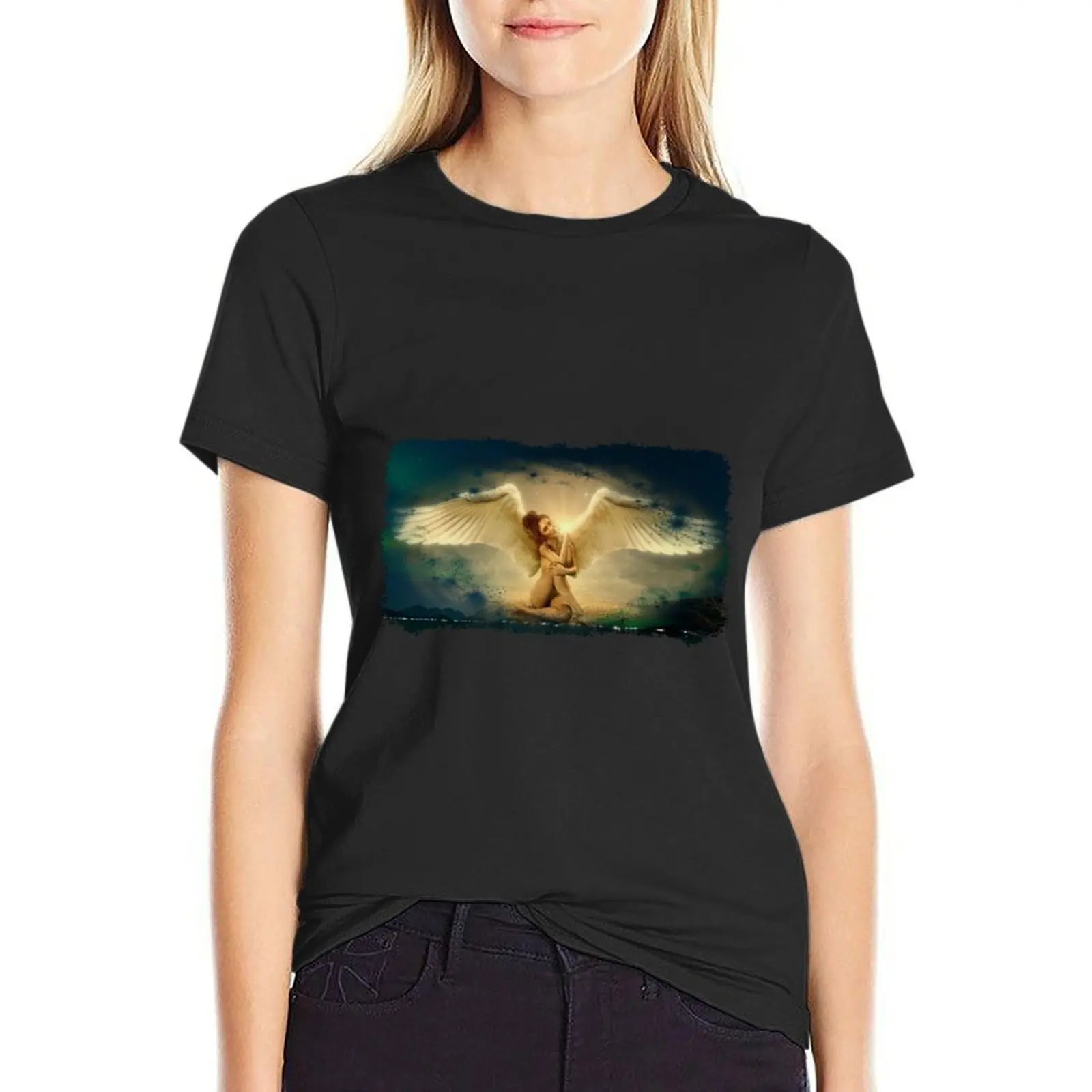 Angel T-Shirt aesthetic clothes funny oversized Women clothes